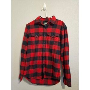 American Eagle Mens Red Black Buffalo Plaid Flannel Button Down Emo XS Grunge